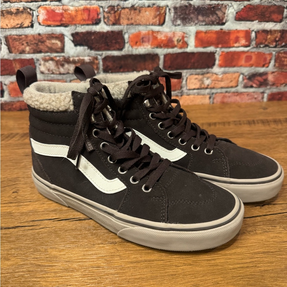 Vans Brown High-Top Sneakers w/ Sherpa Trim
